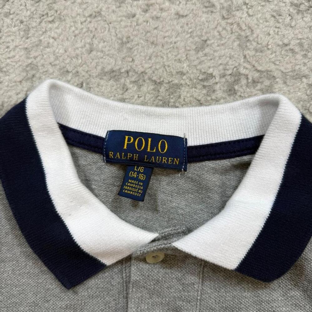 Polo ralph lauren polo grey red blue size youth large (14-16) - Picture 3 of 5